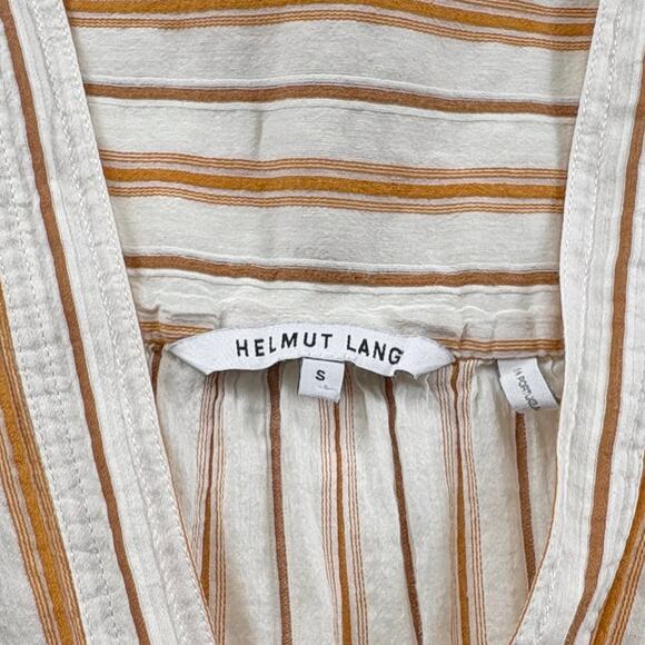 Helmut Lang Striped Popover Tunic Top Size Small Cotton Silk Lagenlook Vacation - Picture 6 of 11
